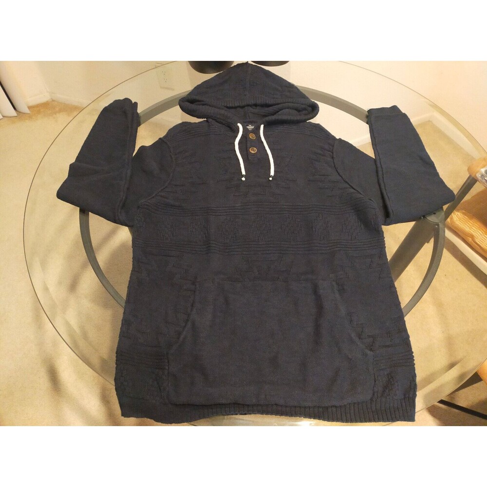 American Eagle Aztec Tribal Hooded Blue Sweater Size Medium